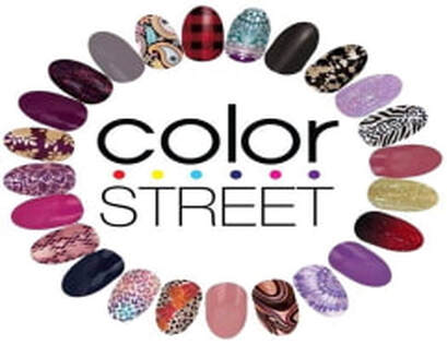 Color Street venta por catalogo de uñas de belleza, amplia gama de colores y diseños de uñas para aplicar, empresa con presencia en estados unidos EE. UU.